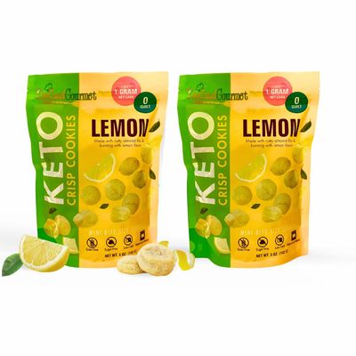 Too Good Gourmet 2 Pack Low Carb Keto Snack Lemon Flavor Sugar Free Cookies Perfectly Baked Gluten-Free Grain-Free Keto Cookies Zero Sugar Snacks