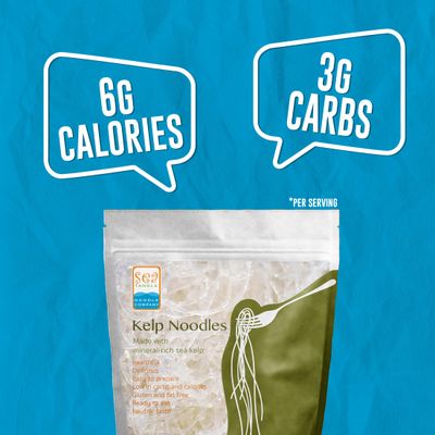 Sea Tangle Organic Green Tea Kelp Noodles 12oz - Low Calorie Asian Noodles for Healthy Noodle Dishes - Gluten Free, Keto Noodle Sub for Rice Noodles, Glass Noodles, Pad Thai Noodles, Vermicelli