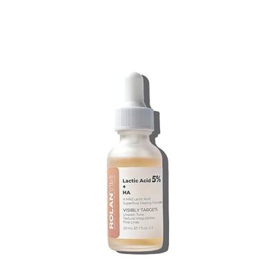 ROLANYIN Lactic Acid 5 HA Facial Serum for Exfoliating Deep Hydration and Smoothing Skin Texture Nourishing Anti Aging Pore Minimizing Benefits Skin Care