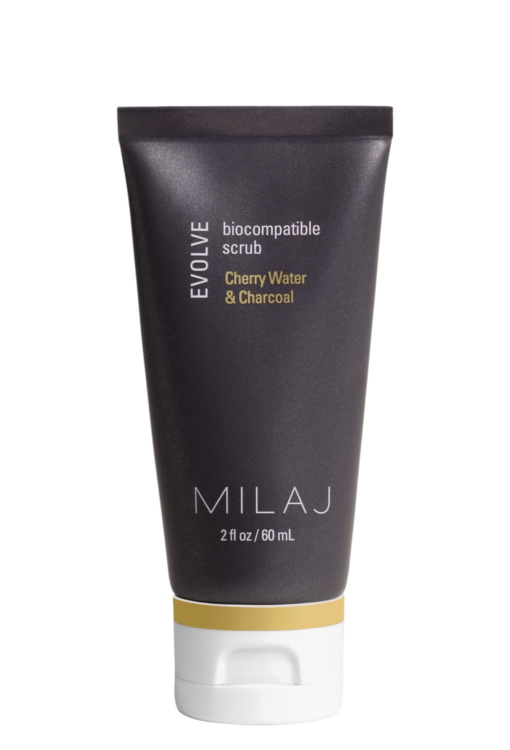 MILAJ Evolve Biocompatible Face Scrub Charcoal &amp; Cherry Water Facial Exfoliator to Cleanse Pores and Reduce Uneven Skin Tone Clean Skincare for Regular Use 2fl oz