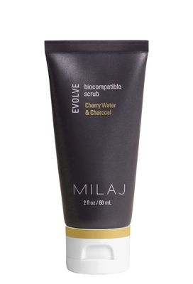 MILAJ Evolve Biocompatible Face Scrub Charcoal &amp; Cherry Water Facial Exfoliator to Cleanse Pores and Reduce Uneven Skin Tone Clean Skincare for Regular Use 2fl oz