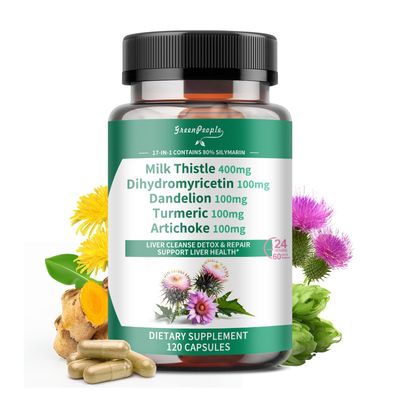 GREENPEOPLE Liver Cleanse Detox &amp; Repair - Strength Milk Thistle 30X Extract - Standardized and Concentrated 80 Silymarin wVitamin,95 curcuminoids &amp; 17Liver Health Nutrients to Revive &amp; Thrive