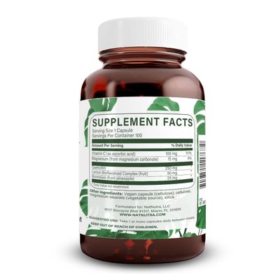 Natural Nutra Quercetin Complex with Bromelain and Vitamin C Citrus Bioflavonoid Supplement, Support Body to Seasonal Changes &amp; Body Redness, Promotes Liver Health, 100 Vegan and Vegetarian Capsules