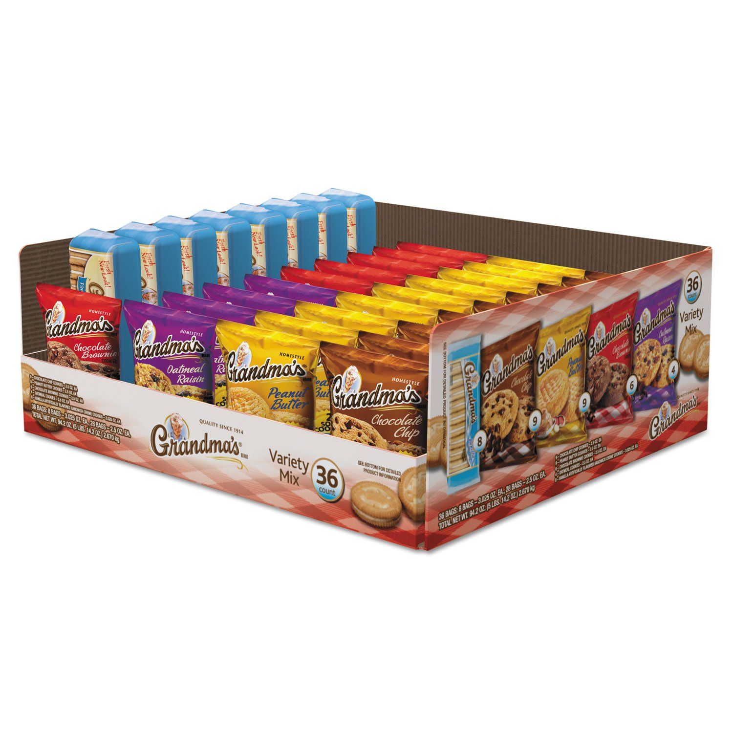 Cookies Variety Tray 36 Ct 8 bags are 3.025 oz 28 bags are 2.05 oz