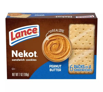 Lance Nekot Peanut Butter Sandwich Cookies - 6 Packs of 4 Sandwiches 7 oz Total