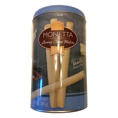 Monetta Luxury Creme Rolled Wafer Cookies Tin Vanilla