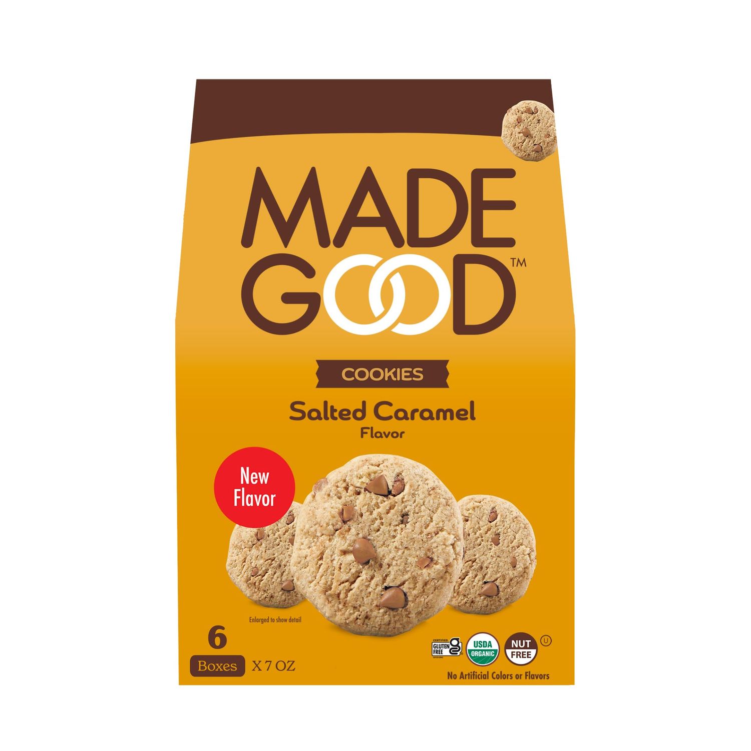 MadeGood Salted Caramel Crunchy Cookies 6 Boxes, 7oz Each Organic and Gluten Free Snacks