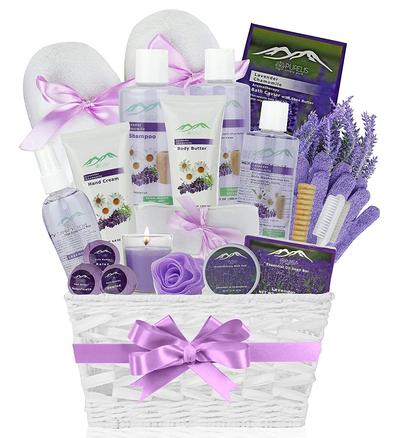 Gift Baskets for Women- 1 Valentines Day Gift tfor Women &amp; Men! Birthday Gifts for Women, Beauty Basket Home Spa Basket 20 pc Set Includes Body Lotion, Bath Bombs &amp; More! Spa Gifts for Her