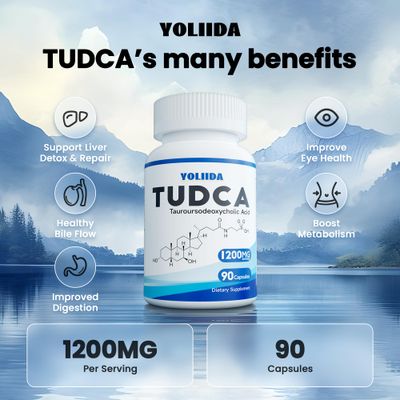 YOLIIDA TUDCA 1200mg 90 Capsules Liver Supplement Bile Salts Liver Cleanse Detox &amp; Repair Gallbladder Cleanse