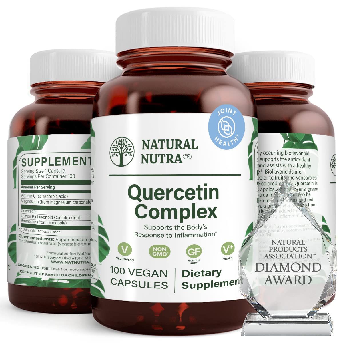 Natural Nutra Quercetin Complex with Bromelain and Vitamin C Citrus Bioflavonoid Supplement, Support Body to Seasonal Changes &amp; Body Redness, Promotes Liver Health, 100 Vegan and Vegetarian Capsules