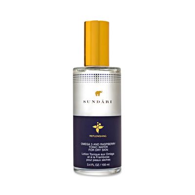 SUNDARI Omega 3 &amp; Raspberry Tonic Water, 3.4 Fl Oz, Antioxidant-rich Mist, Dual purpose Toner &amp; Freshener, Increases Skin Elasticity, Alcohol-free