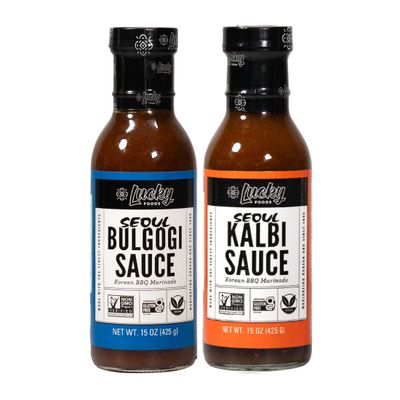 Lucky Foods Seoul Korean BBQ Sauce Twin Pack - 2 Bottles 1 Kalbi, 1 Bulgogi