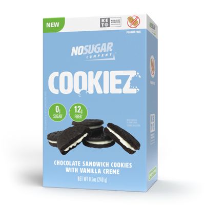 NEW No Sugar Sandwich Cookiez - Keto Food, Sugar Free Treats, Healthy Snack Foods, Diabetic Friendly, Ketogenic Products 240g