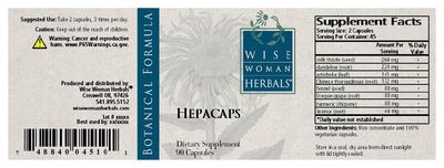 Wise Woman Herbals - Hepacaps - 90 Caps, 550 mg - All-natural Milk Thistle Liver Support - Supports Liver Health, Normal Healthy Gallbladder, and Digestion