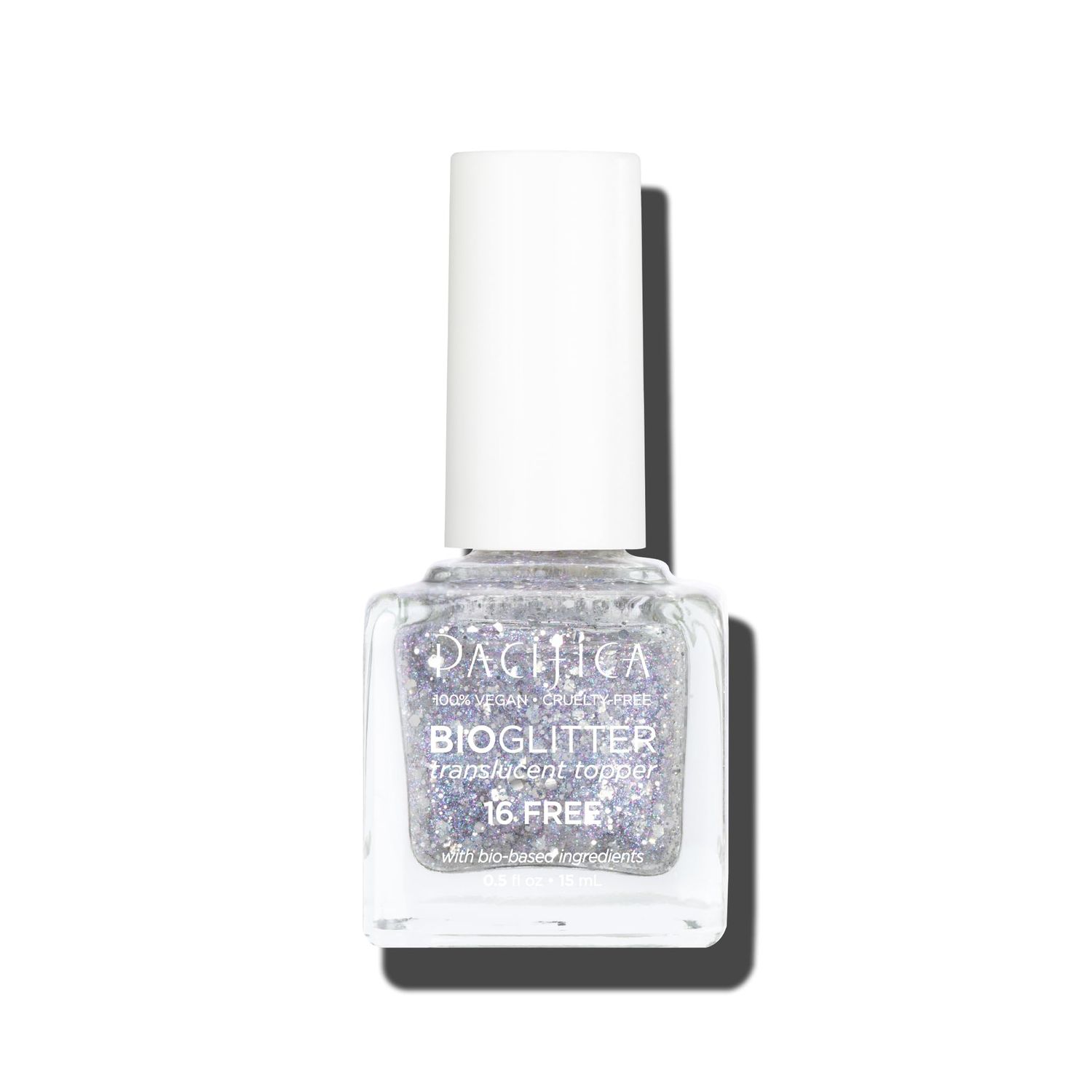 Pacifica Bio Glitter Translucent Gel Nail Polish Toppers - Long-Lasting &amp; Fast Drying - Bio Based Ingredients
