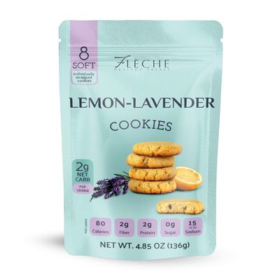 European Lemon-Lavender Cookies, Sugar Free, Vegan, Low Carb, Dairy Free, Gluten Free, Fleche Healthy Treats, 4.85OZ Pack of 1