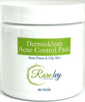 Rare Ivy Dermisklean Acne Control Pads- Perfect Glycolic Acid Pads for Acne Treatment and Oil Control -Exfoliating Facial Pad Hydrates and Removes Whiteheads, Blackheads, Popped Pimples 60 pads