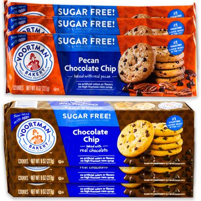 Chocolate Chip Lovers - Voortman Sugar Free Chocolate Chip Cookies 3, 8oz packs - Pecan Chocolate Chip 3, 8oz packs - Delicious Real Chocolate - 6 Items Total
