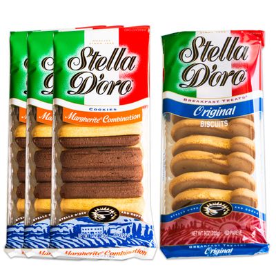 Stella D&#39;oro Margherite Combination Cookies 3, 12oz packs - Variety Pack - Original Breakfast Treats 1, 9oz - Delicious Italian Cookies - 4 Items Total