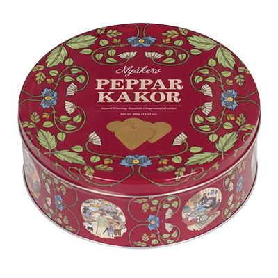 Nyakers Swedish Ginger Cookies - Sweet and Spicy Heart-Shaped Gingersnaps - Swedish Style Cookies - Delicious Cookies on the Go - Red Tin 14.11oz