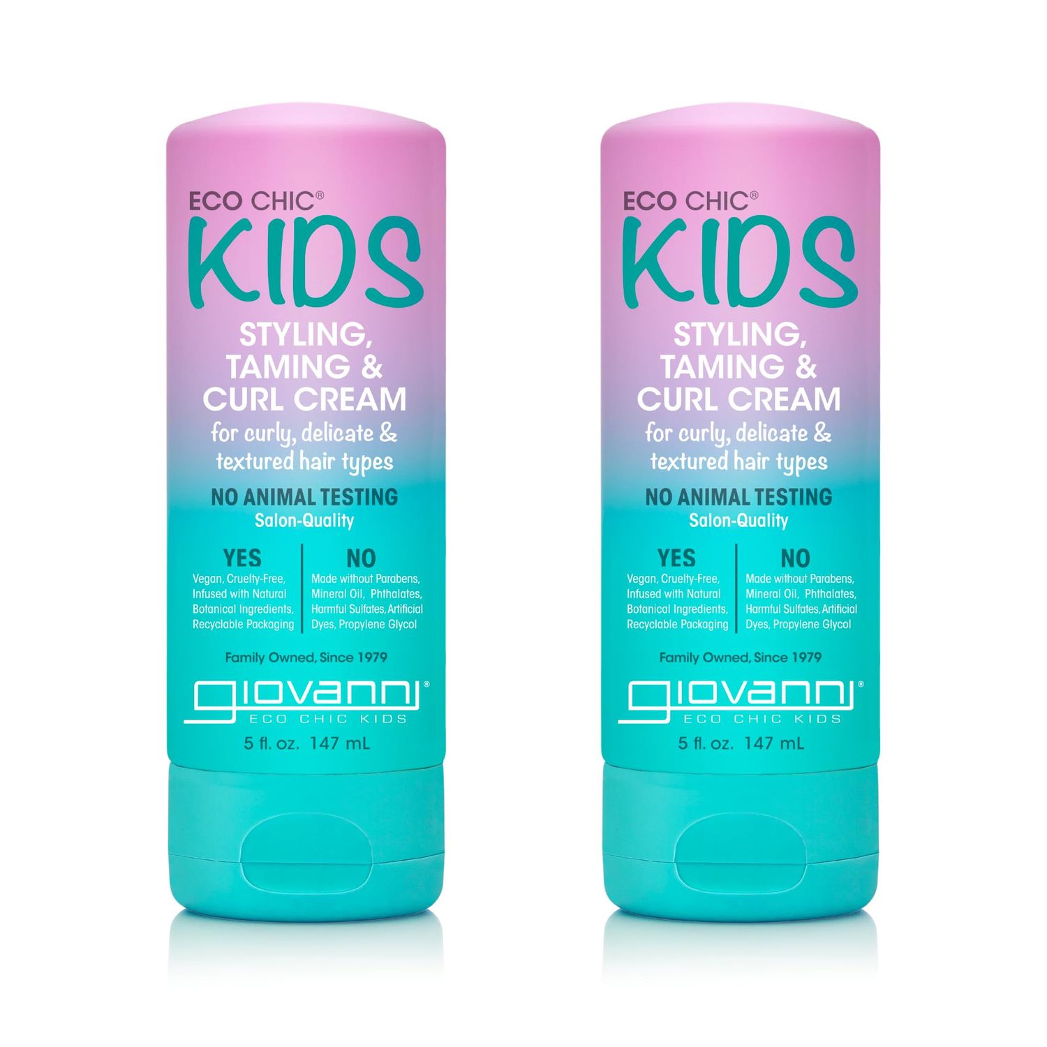 GIOVANNI Eco Chic Kids Styling Taming &amp; Curl Cream - Kids Curl Cream, Kids Curly Hair Products, Curl Cream For Curly Hair Kids, Delicate And Textured Hair Types - 5 Fl Oz Pack of 2