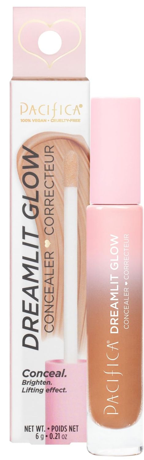 Pacifica Concealer - DreamLit Glow Full Coverage Concealer for Puffy Eyes &amp; Dark Circles, Lightweight &amp; Long-Lasting, Vegan &amp; Cruelty-Free, Shade 07 Golden Almond