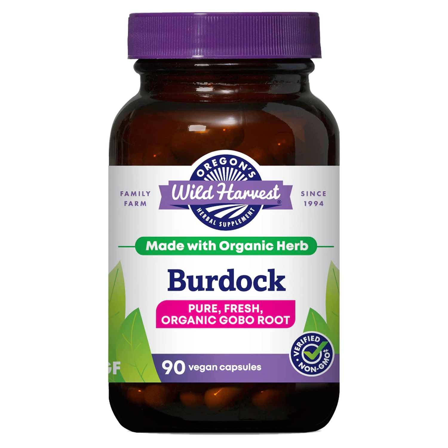 Oregon&#39;s Wild Harvest Burdock Organic Traditional Herbal Supplement Non GMO and Gluten Free Vegan Capsules, 90 Count