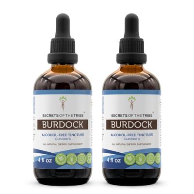 Secrets of the Tribe Burdock Tincture Alcohol-Free Liquid Extract, Burdock Arctium Lappa Dried Root 2x4 FL OZ