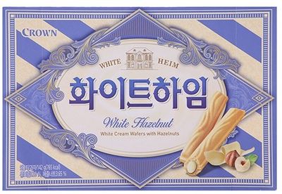 Crown Cream Filled Wafer Cookies with Hazelnut 142g White, 1 Pack