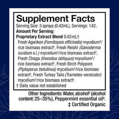 Host Defense MycoShield Throat Spray - Immune Health Support - Dietary Mushroom Supplement with Chaga, Reishi, Turkey Tail & More - On-The-Go Immune Support - Peppermint, 2 fl oz 142 Servings