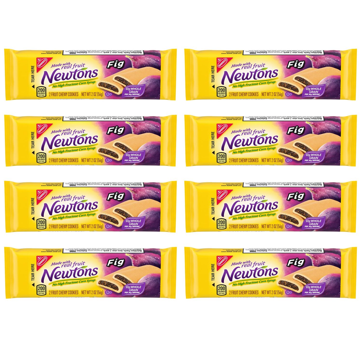 Newtons Soft &amp; Chewy Fig Cookies Pack of 8, 2 Fig Cookies Each Pack, Chewy Fruit Cookies