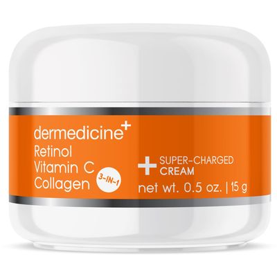 Vitamin C Retinol Collagen Super Charged Anti-Aging Cream for Face Pharmaceutical Grade Quality Helps Smooth &amp; Plump Fine Lines &amp; Wrinkles &amp; Brightens for Younger Skin TRIAL .5oz