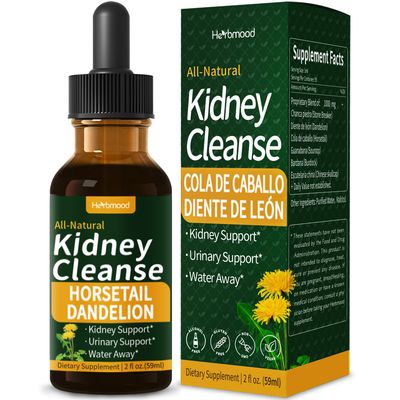 Herbmood Kidney Cleanse Drops, Gotas de Chanca Piedra para Los rinones con Cola de Caballo y Diente de Leon for Water Away &amp; Edema Relief. Nature Herbal Extract Liquid for Kidney Cleanse Detox &amp;. 2oz