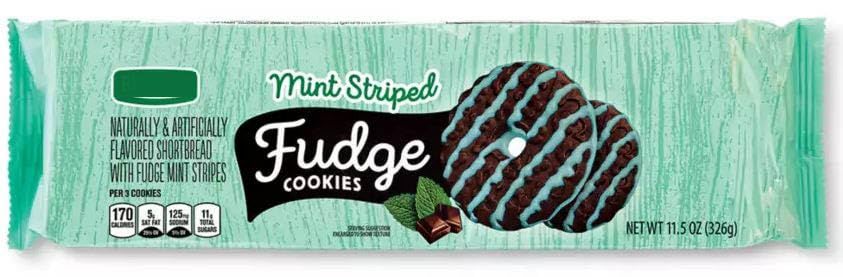Fudge Mint Striped Shortbread Cookies, Peppermint Chocolate Covered, Great Snack Snacking Food Dessert Treat, 11.5oz Benton Bag