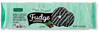 Fudge Mint Striped Shortbread Cookies, Peppermint Chocolate Covered, Great Snack Snacking Food Dessert Treat, 11.5oz Benton Bag