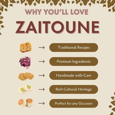 Zaitoune Walnut Maamoul - 21 oz Middle Eastern Buttery Nut-Filled Cookies Traditionally Handcrafted in Turkey Beautiful Reusable Gift Tin Perfect for Dessert Great Sharing Present