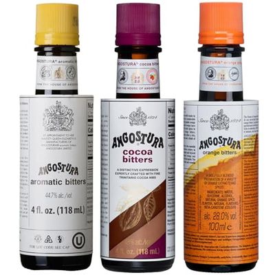 Angostura Bitters Mixed 3 Pack - Aromatic, Orange and Cocoa 4oz Premium Cocktail Bitters for Home and Professional Mixologists
