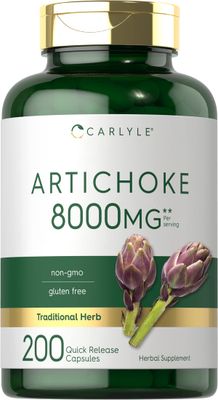 Carlyle Artichoke Leaf Extract 8000mg 200 Capsules Non-GMO &amp; Gluten Free Herbal Supplement
