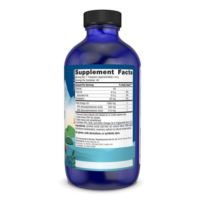 Nordic Naturals Arctic Cod Liver Oil, Orange - 8 oz - 1060 mg Total Omega-3s with EPA &amp; DHA - Heart &amp; Brain Health, Healthy Immunity, Overall Wellness - Non-GMO - 48 Servings