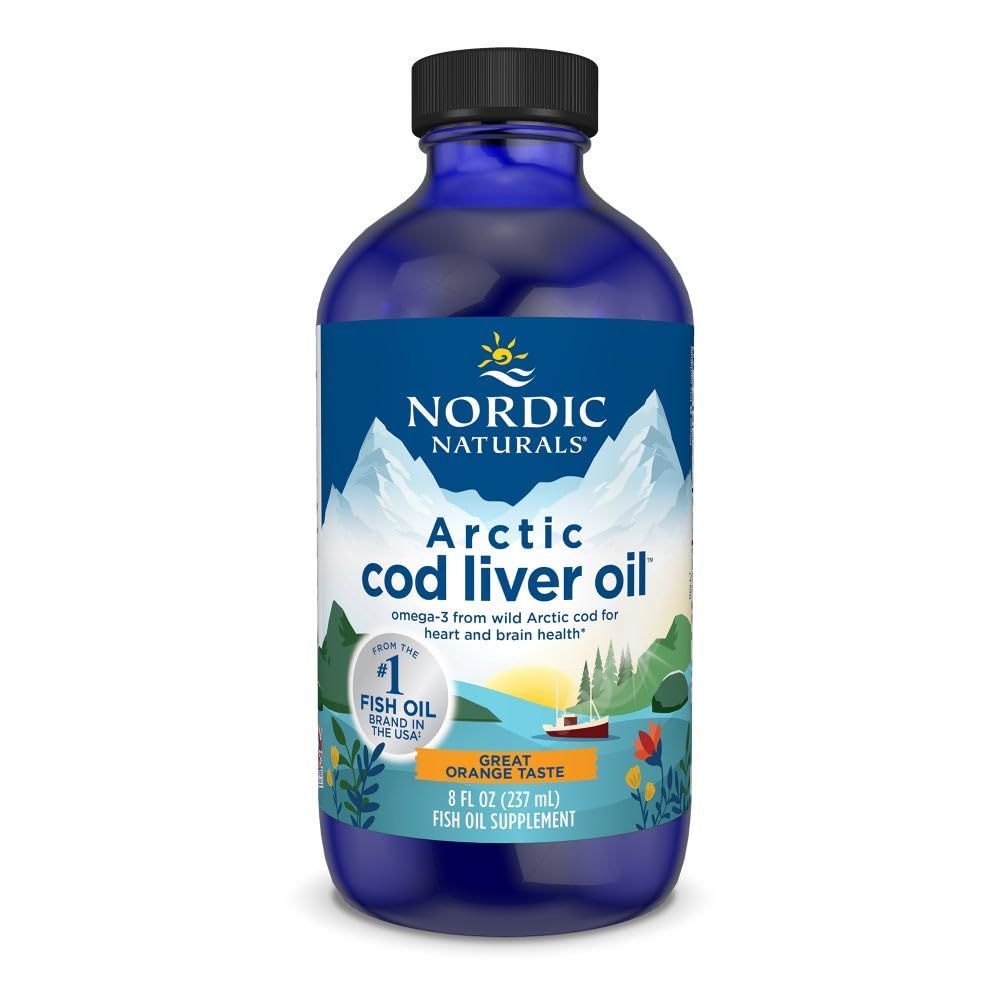 Nordic Naturals Arctic Cod Liver Oil, Orange - 8 oz - 1060 mg Total Omega-3s with EPA &amp; DHA - Heart &amp; Brain Health, Healthy Immunity, Overall Wellness - Non-GMO - 48 Servings