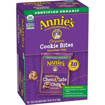 Annie&#39;s Organic Chocolate Chip Cookie Bites, 10 Pouches, 10.5 oz