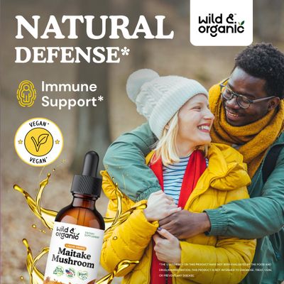 Wild & Organic Maitake Mushroom Drops - Liquid Mushroom Supplement for Immune Support - Maitake Extract Tincture - Vegan, Sugar & Alcohol-Free - 2 fl oz