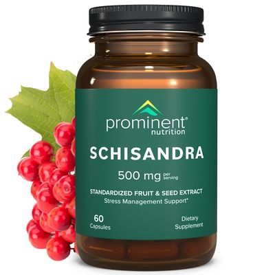 Prominent Nutrition Schisandra Berry Extract, Clinically Researched 500 mg Dose for Stress Management Support, Standardized to Schisandrins, Pure Schisandra Chinensis Fruit Extract, 60 Capsules