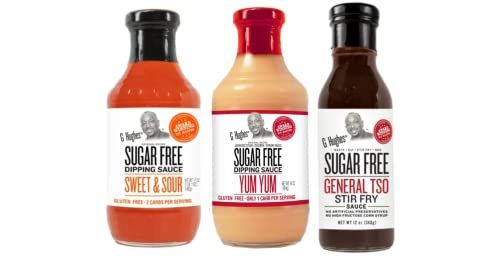 G Hughes Sugar Free Asian Sauces Variety Pack - Stir Fry Sauces and Dressings, Gluten Free Dipping Sauces - Sweet &amp; Sour, Yum Yum, &amp; General Tso Sauce 3 Pack
