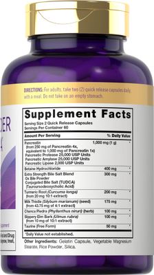 Carlyle Gallbladder Supplement 120 Quick Release Capsules Complete Digestive Enzyme Complex Non-GMO &amp; Gluten Free Formula