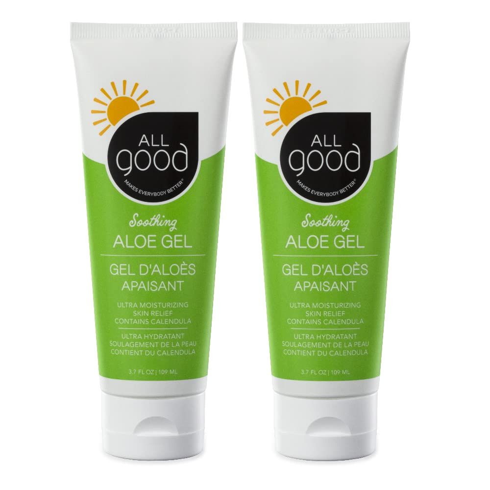 All Good Aloe Vera Gel After Sun Lotion, Sunburn, Skin Repair Moisturizing Organic Aloe for Skin Relief Hydrating Hyaluronic Acid, Niacinamide Vitamin B-3 Non GMO, Vegan 3.7 oz 2-Pack
