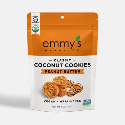 Emmy's Organics, Coconut Cookies - Peanut Butter, 6 oz Pack of 2 Gluten-Free Organic Cookies, Vegan, Paleo-Friendly