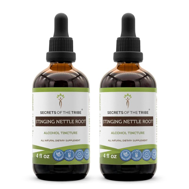 Secrets of the Tribe Stinging Nettle Root Tincture Alcohol Extract, High-Potency Herbal Drops, Tincture Made from Stinging Nettle Urtica Dioica Respiratory and Urinary System Health 2x4 oz