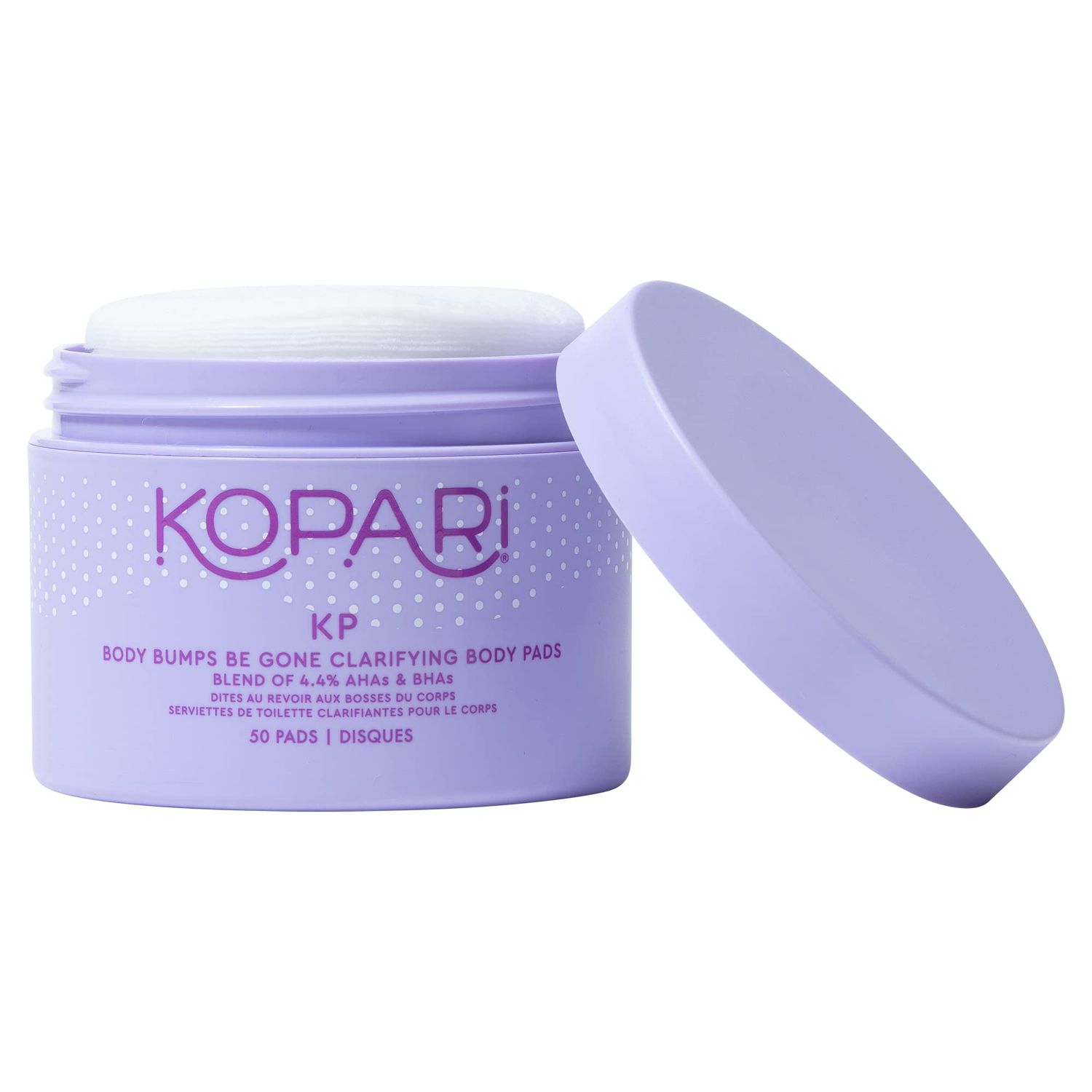 Kopari KP Body Bumps Be Gone Clarifying Body Pads with 4.4 AHAs &amp; BHAs Reduces the Appearance of Pores and Bumps Brighten Dark Spots &amp; Smooths Skin Texture 50 Pads