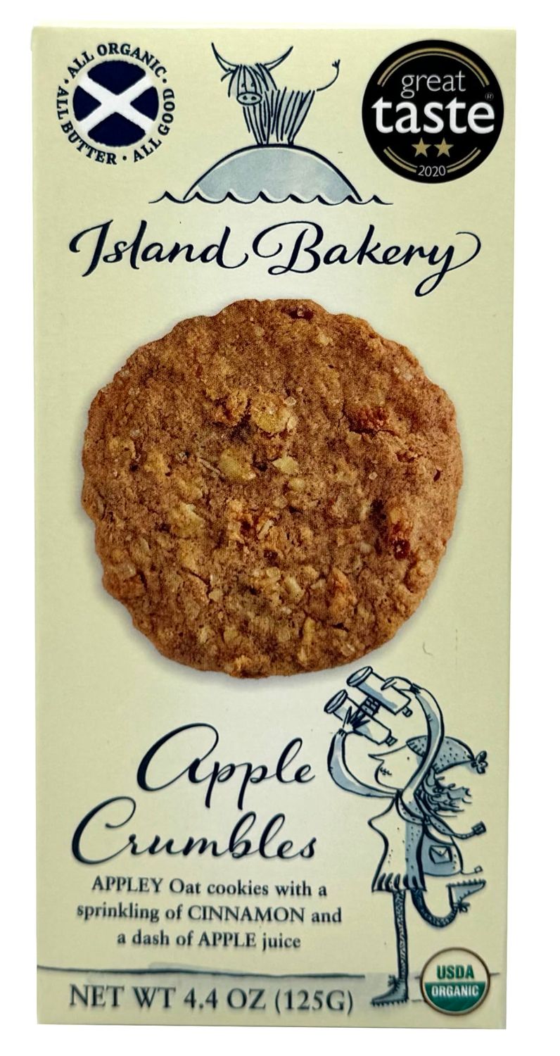 Island Bakery Organic Apple Crumbles - Traditional Apple Oat Biscuits, Organic Oat Cookies, Made in Scotland 4.4 Ounce